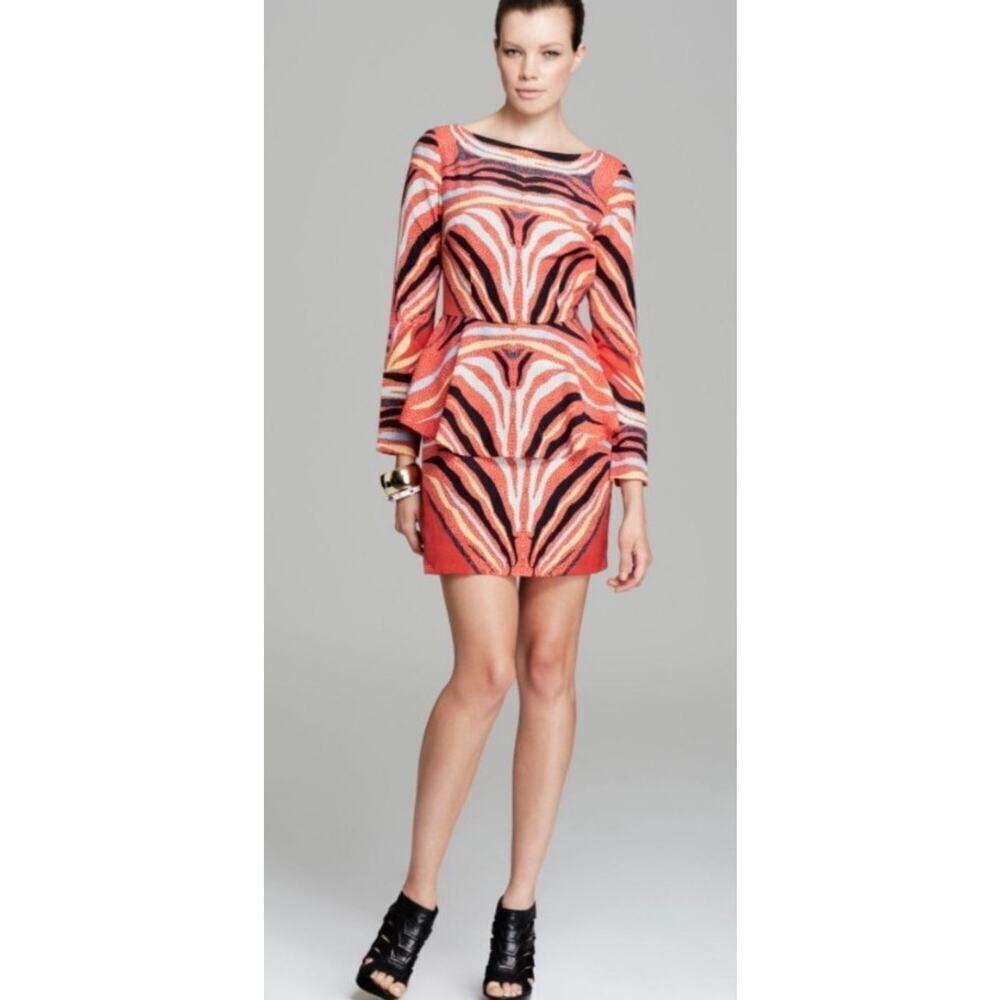 Mara Hoffman Red Phoenix Boho Print Peplum Mini Dress size 6